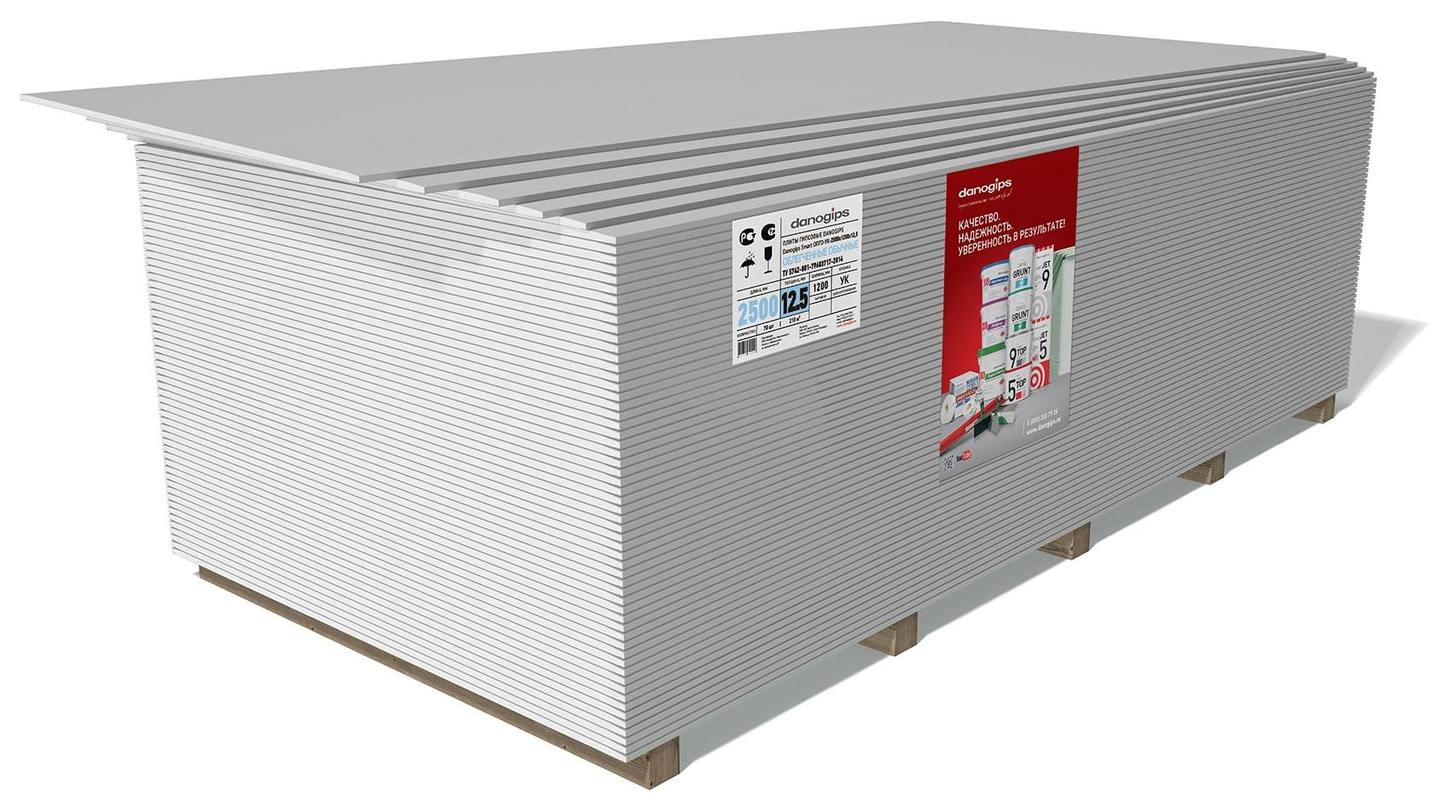 Гипсокартон (ГКЛ) danogips / Даногипс ПГО-УК 2500 х 1200 х 12,5 мм								